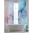 thumbnail image 5 of Pink Blue Marble Sheer Curtains 108 Inches Long 2 Panels Fluid Art Abstract Light Filtering Semi Sheer Window Curtains Drapes for Bedroom Living Room 52"x108", 5 of 7