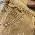 thumbnail image 3 of Pantalones cortos informales de empalme a la moda con tinta salpicada, pantalones de cinco cuartos de algodón puro con personalidad, rectos y holgados para hombre, 3 of 5