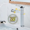 thumbnail image 3 of Grifos de Lavabo Grifo de Baño en Cascada Grifo Mezclador de Lavabo de Una Manija Grifo de Baño Grifo de Agua para Fregadero de Latón Blanco B Macarena Fregadero de lavabo caliente y frío, 3 of 8