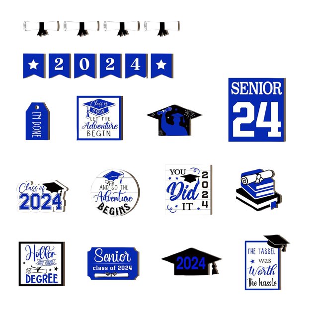 Temporada de graduación 2024, juego de decoración de bandeja en capas, regalo de graduación, adornos artesanales de madera