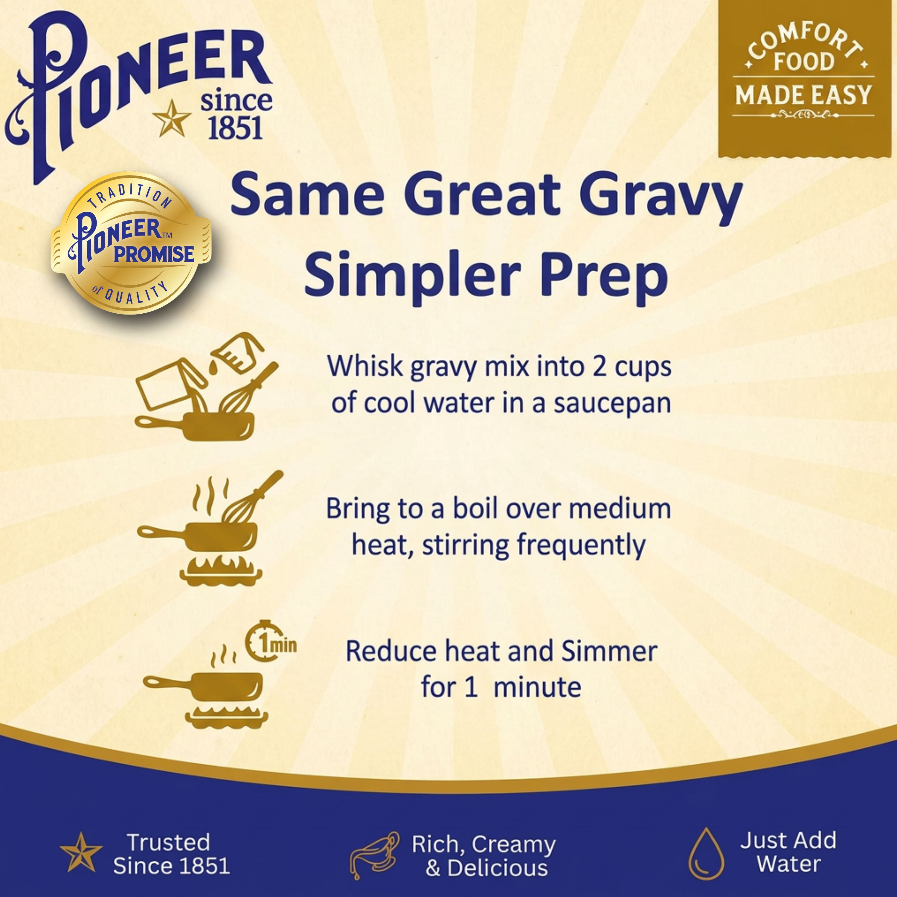 (12 pack) Pioneer Biscuit Gravy Mix, 2.75 oz – Just Add Water for Rich, Creamy Gravy – Perfect for Biscuits, Breakfast, and More!
