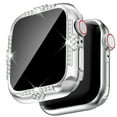 thumbnail image 5 of Allytechgroup for iWatch Series 10 42mm Case with Tempered Glass Screen Protector, Support Wireless Charging Crystal Diamond Rhinestone Sparkling Full Protective Cover for Women Girls, Silver, 5 of 7