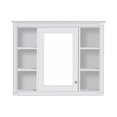 thumbnail image 6 of GZXS Wall-Mounted Bathroom Medicine Cabinet with Mirror, Adjustable Interior Shelf & 6 Open Compartments – 35" x 27.5" Storage Cabinet for Vanity, Bathroom, Bedroom (White), 6 of 8