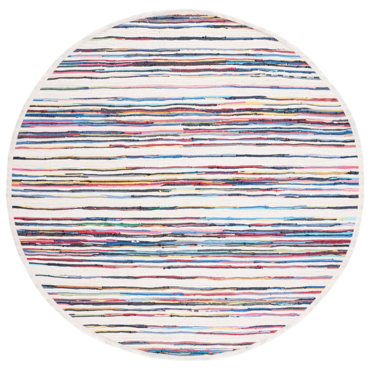 SAFAVIEH Rag Benton Striped Cotton Area Rug, Ivory/Multi, 5' x 8'