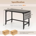 thumbnail image 3 of Costway 2 Pcs Bureau d'Ordinateur Roulant Cadre en Métal Table pour PC Portable Dessus en Bois Poste de Travail d'Étude, 3 of 8