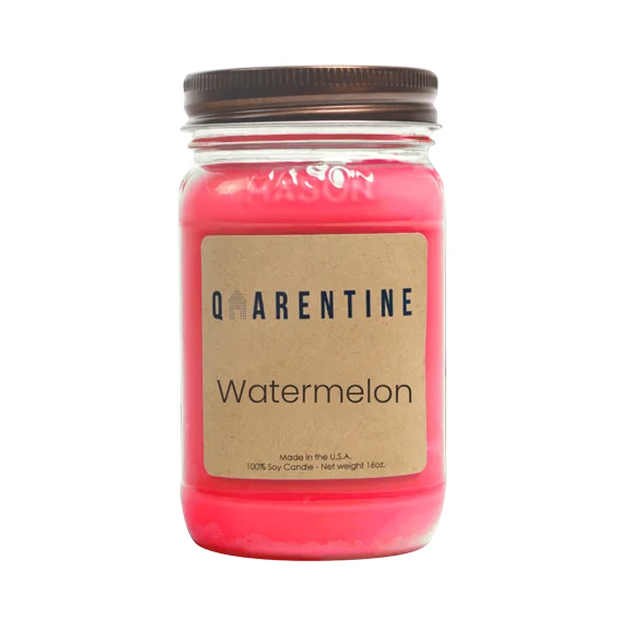 Natural Organic Watermelon Soy Wax Candle 16oz, Fresh & Fruity Scent, Aromatherapy & Massage Oil - Quarentine Essentials by Carla Miles