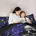 thumbnail image 4 of Castle Fairy Boho Skull Twin Comforter Sets 2pcs,Spooky Rose Butterfly Bedding Set,Dark Violet Black,1 Comforter and 1 Pillowcase,Black Reversible, 4 of 6