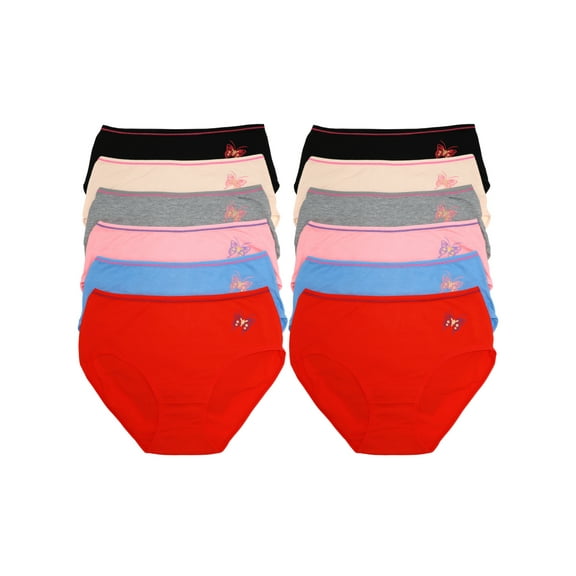 Angelina Women's Cotton Mid-Rise Briefs with Butterfly Print Design (12-Pack)