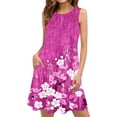 thumbnail image 2 of Bnwani Dresses for Women,Womens Dresses,Crew Neck,Sleeveless,Relaxed Fit,Printed,Hot Pink,2XL, 2 of 9