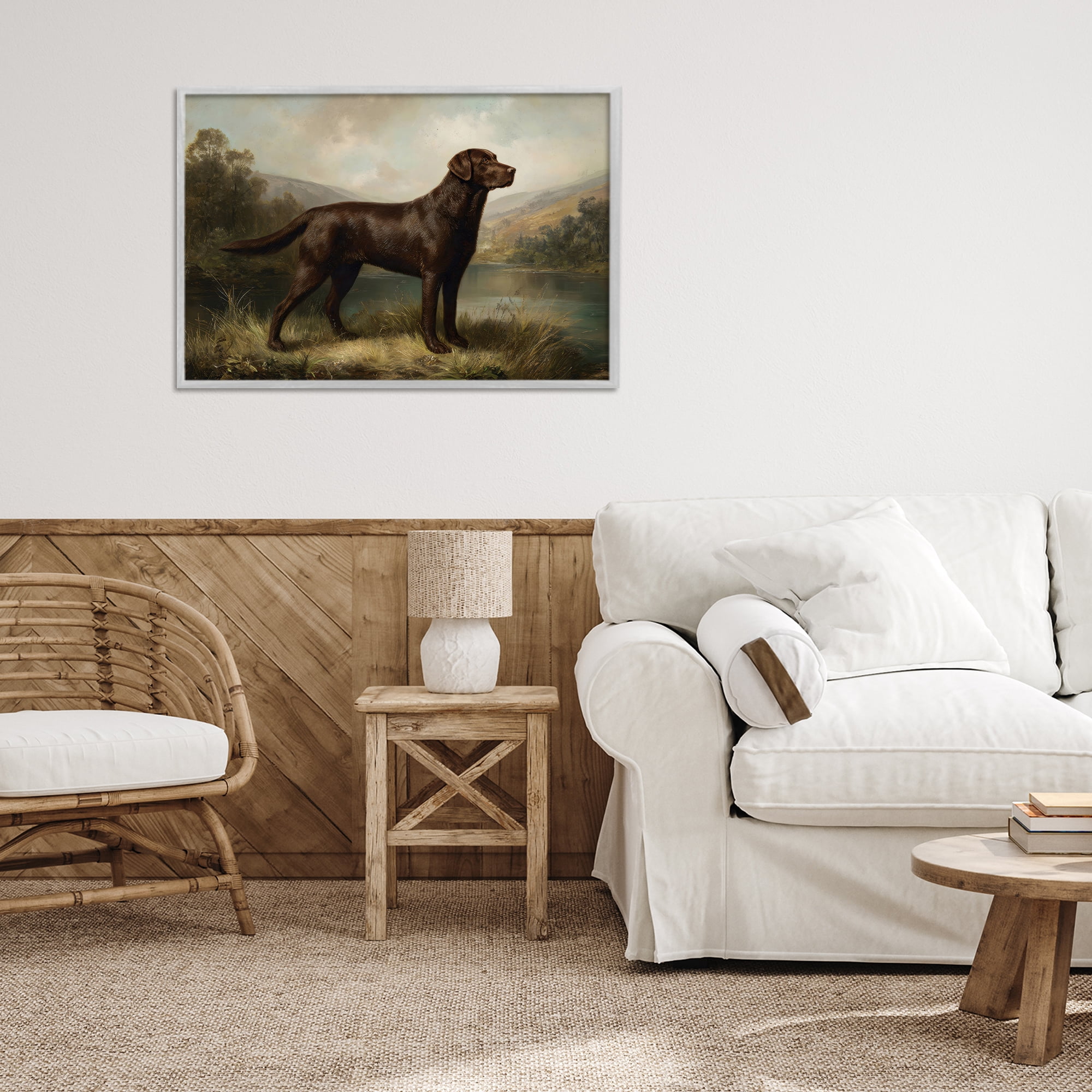 Stupell Industries On Alert Hunting Dog Gray Framed Giclee Art, design by Petal Prints Design
