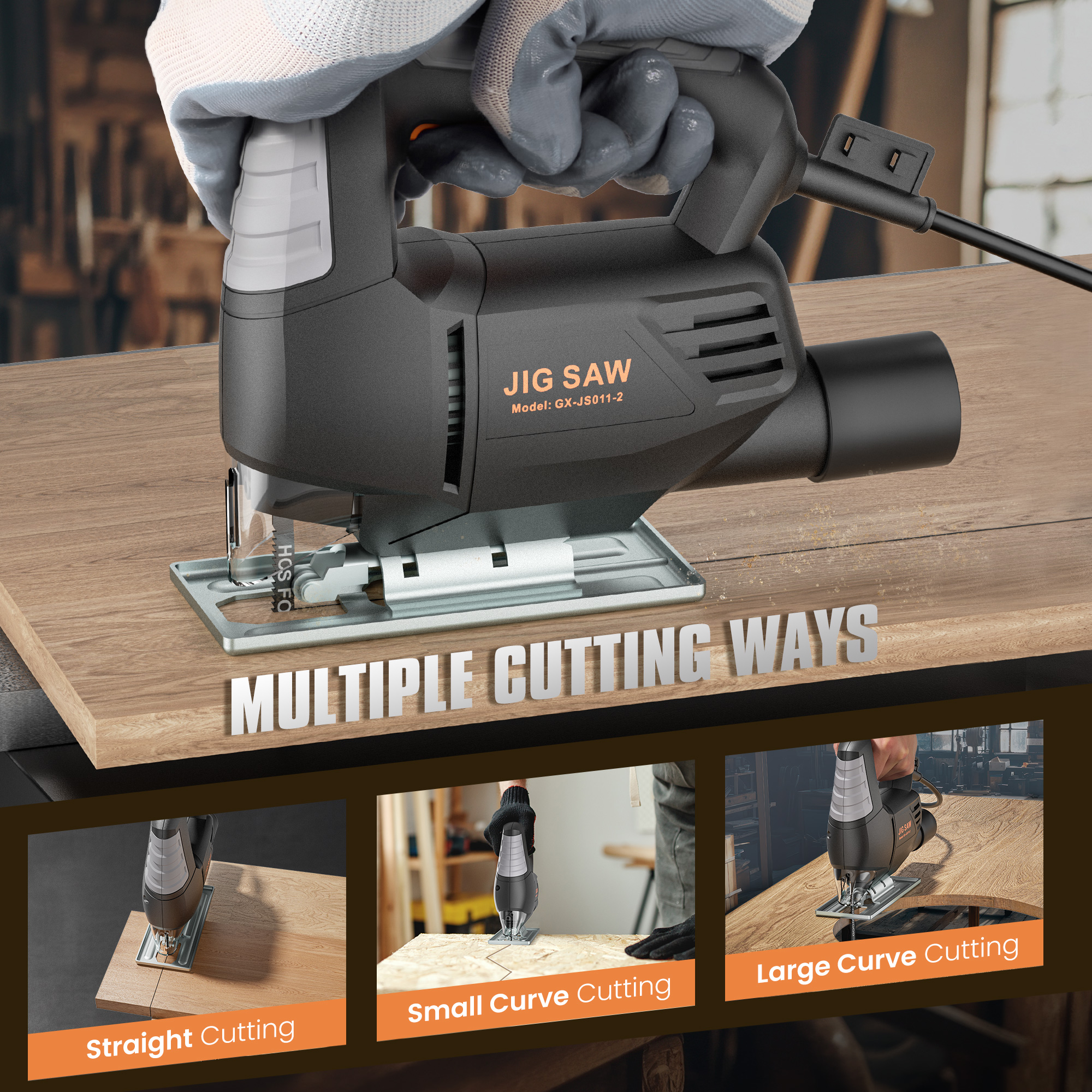 GASKY 3.5 Amp Jigsaw with 4 Blades, 3000 SPM photo 6