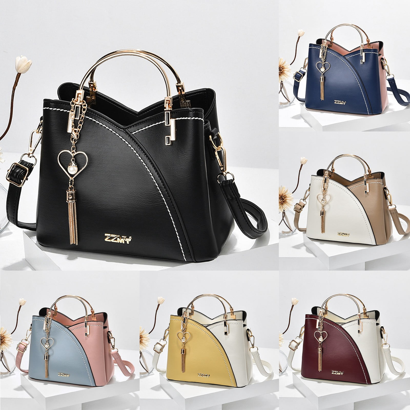 Mepaouo Handbags for Women Leather Crossbody Bags Women's Tote Shoulder Purse Top Handle Satchel