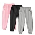 thumbnail image 2 of Qingpeng Unisex Solid Color Elastic Waist Slim Fit Jogger Pants Breathable Lightweight Casual Full Length Pants For Big Kids, 2 of 6