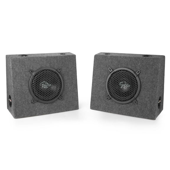 Retro Manufacturing R-TB8 8" Full Range Truck Box W/Gray Carpeting Soft Dome Tweeters & Chrome Push Speaker Terminals (Pair)