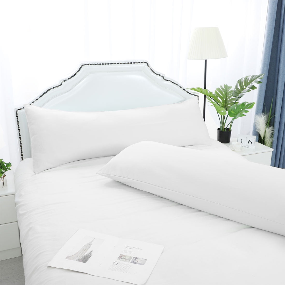Unique Bargains Microfiber Solid Long Body Pillowcases, 2-Pack White 20" x 48"