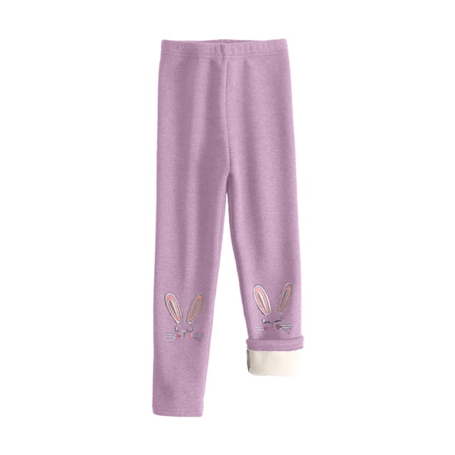 Leggings Para Niños Medias Para Bebés Otoño Invierno Pantalones Para Niñas Pantalones Elásticos Impreso Cepillado Cálido Leggings Casuales Púrpura Odeerbi LM103-10932