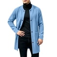 thumbnail image 4 of TRUNZI Men's Button Down Fleece Coats Long Sleeves Open Front Crewneck Casual Warm Fall Winter Jackets with Side Pockets,Light Blue,Size 3XL, 4 of 7