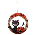 thumbnail image 1 of Bienvenido Tablero De Madera Círculo Redondo Guirnalda Puerta Colgante Halloween Calabaza De Madera Gato Negro Fantasma Suministro De Decoración Para Festival De Fantasmas Puerta Restaurante Methold HA013097-00, 1 of 7