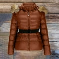 thumbnail image 5 of AUNVITO Women's Winter Down Jacket Imitation Raccoon Collar Belted Short Coat Casual and Fashionable Winter Style, 5 of 8