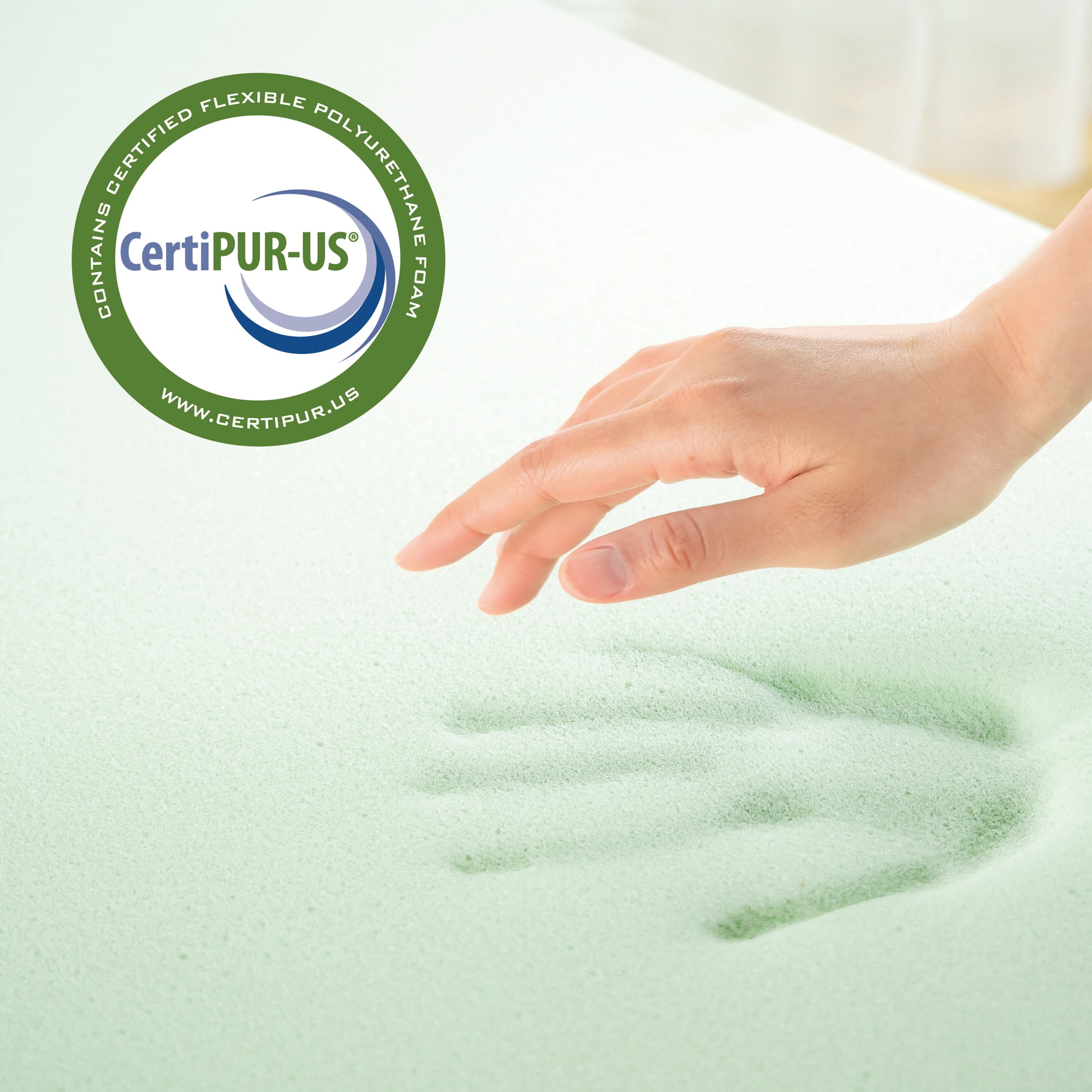 Zinus 3" Memory Foam Mattress Topper - Green Tea, Queen