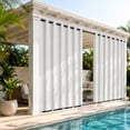 thumbnail image 2 of DONGPAI 100% Blackout Outdoor Curtains for Patio Waterproof Windproof, Linen Textured Outside Curtain with Top Grommet & Bottom Back Tab for Gazebo Porch Pergola, 100" x 96", Grayish White, 1 Panel, 2 of 8