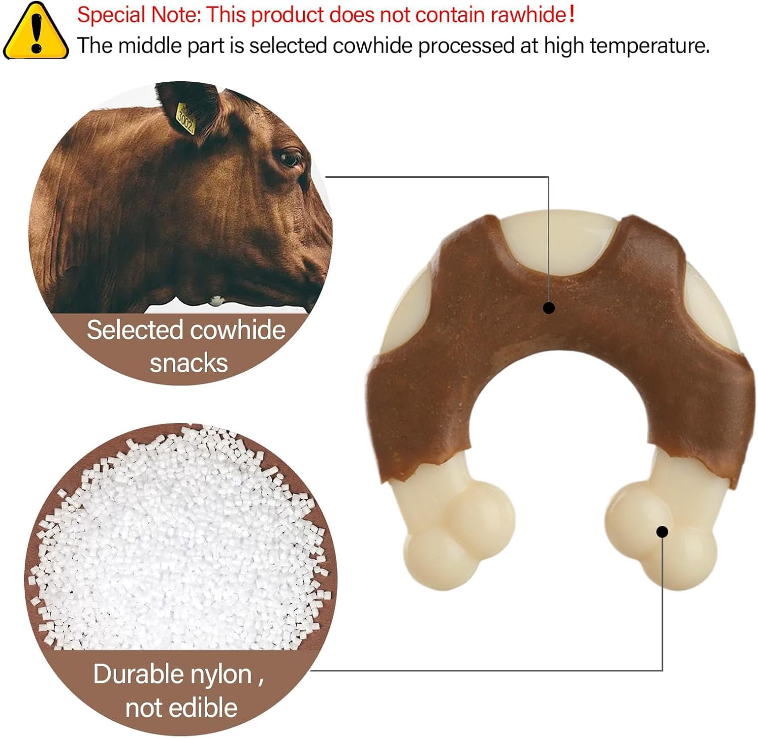 CATPAN Durable Nylon Dog Bones, 2 Pack Dog Toys for Aggressive Chewers, Beef-Flavored U-Shaped Bone Chew Toys for Largel/Medium/Small Dogs, Teething and Boredom Relief