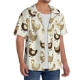 thumbnail image 2 of Rateoe Funny Chicken Pattern Men's Short Sleeve Classic Shirt, Casual Short-Sleeved Shirt, Lightweight Summer Shirt, Cuban Collar Shirt,Button-Front Shirt-Small, 2 of 5