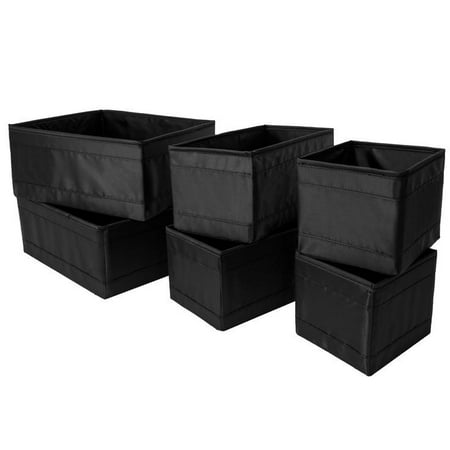 

Drawer Organizer Clothes 6 Packs Foldable Underwear Drawer Organizer Woven Fabrics Dresser Drawer Organizers Storage Box for Clothes Socks Bras T-shirts (Black)