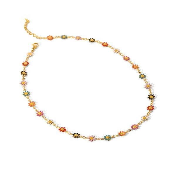 Little Daisy Flower Necklace, Sunflower Necklace, Colourful Flowers, Elegat. B1N0