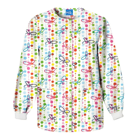 Cherokee Workwear Prints Women's Scrubs Jacket Snap Front Warm Up 4350