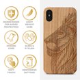 thumbnail image 4 of Case Yard Wooden Case Outside Soft TPU Silicone, Slim Fit Shockproof Wood Protective Phone Cover for Girls Boys Men and Women, Supports Wireless Charging Tribal Lioness Design case for iPhone-XS-Max, 4 of 7