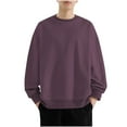 thumbnail image 2 of PNTUTB Mens Solid Color Long Sleeve Crewneck Top Casual Loose Hoodless Pullover Comfort Sweatshirt, 2 of 6
