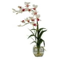 thumbnail image 2 of Nearly Natural Dendrobium Artificial Flowers with Glass Vase, White, 2 of 2