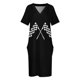thumbnail image 3 of Vestido de novia cruzado con bolsillo suelto banderas a cuadros en blanco y negro vestidos de noche para mujer, 3 of 6