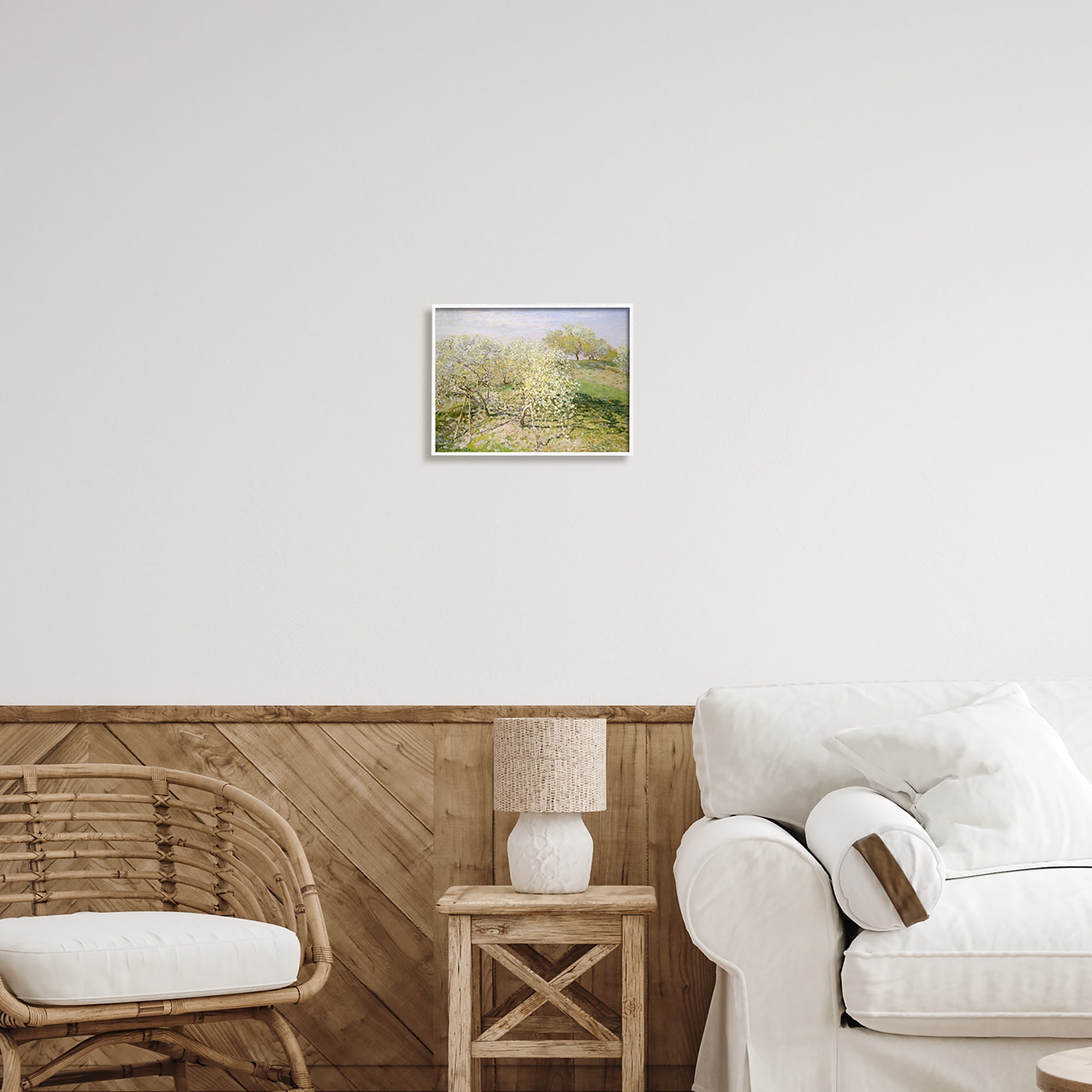 Stupell Industries White Blossom Tree Orchard Field Impressionist Brushstrokes Painting White Framed Art Print Wall Art, Design by Lettered and Lined