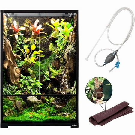 67 Gallon Large Reptile Terrarium 24"x18"x 36" Glass Paludarium Tank, Tall Reptile Enclosure Habitat with 10” Deep Base