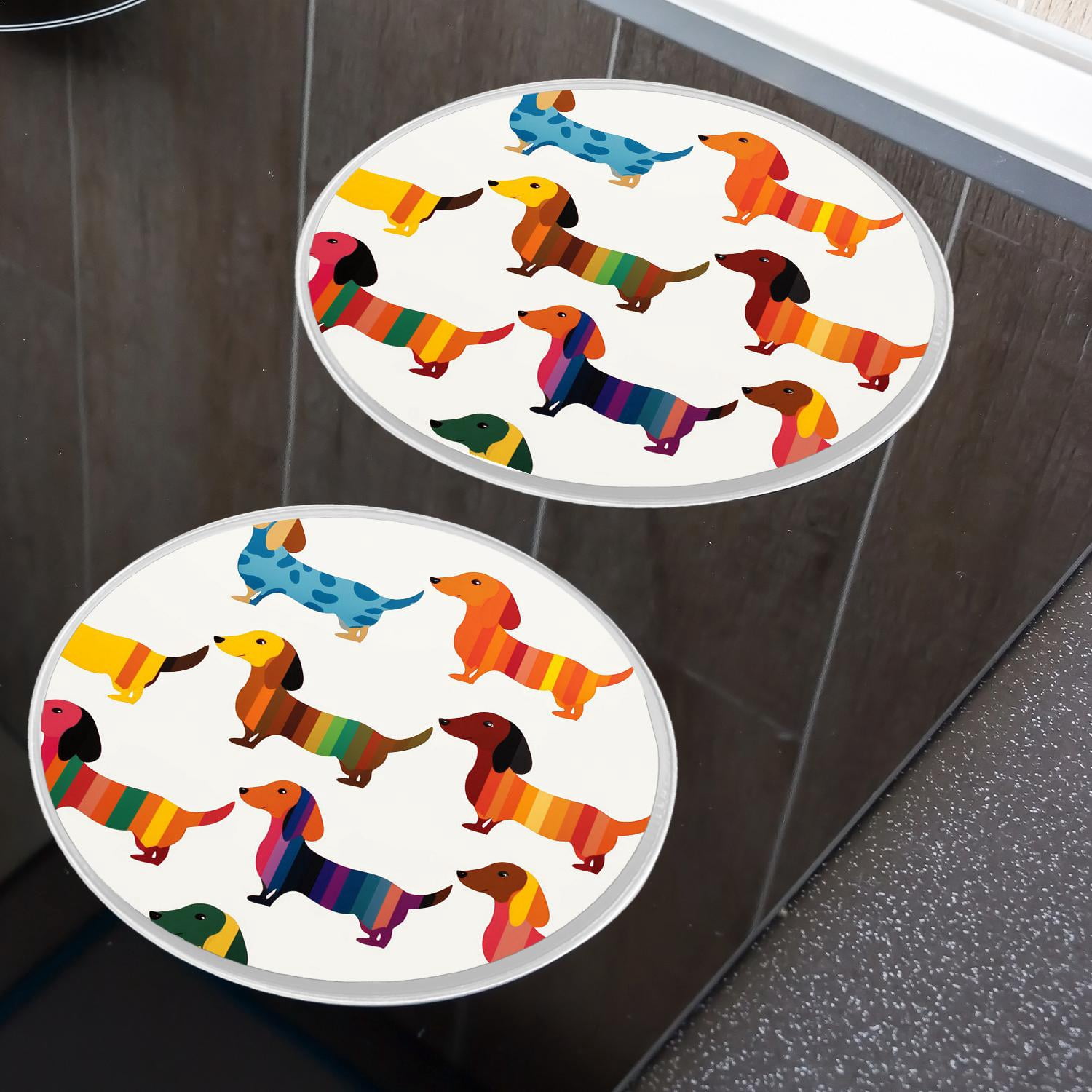 Stove Burner Covers 4 Pcs for Decorative Gas Stove Burner Cover 8Inch And 10Inch ,Colorful Dachshund Puppy Dog colorful