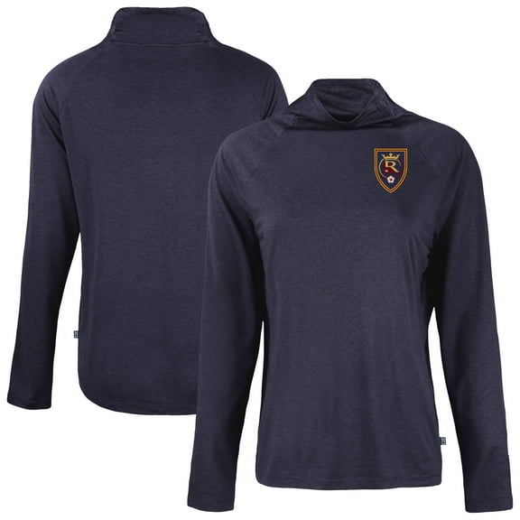 Women's-Cutter & Buck Navy Real Salt Lake Coastline Epic Comfort Eco Recycled Funnel-Neck Top