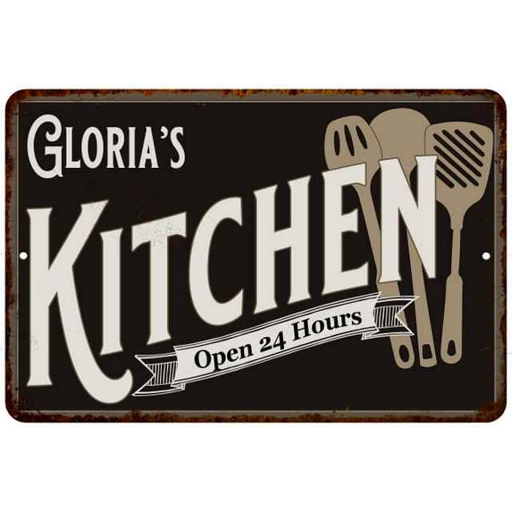 Gloria's Kitchen Sign Metal Wall 8 x 12 High Gloss Metal 208120019059