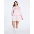 thumbnail image 2 of Joyspun Women's French Terry Long Sleeve Top and Shorts Lounge Set, 2-Piece, Sizes XS-3X, 2 of 6