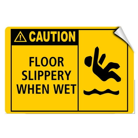 Caution Floor Sign Traffic Signs - Caution - Floor Slippery When Wet Style 3 Hazard 10 x 7 Aluminum Sign Street Weather Approved Sign 0.04 Thickness ()