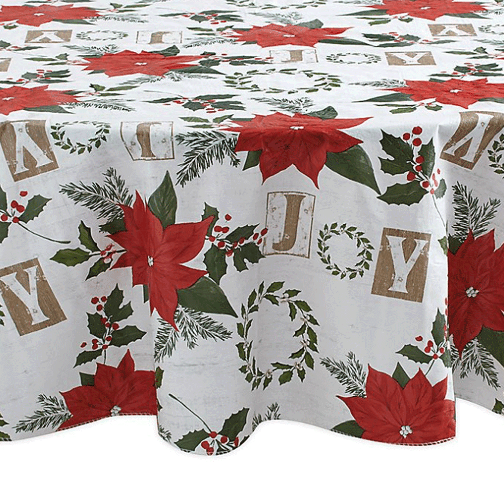 Winter Wonderland Vinyl Tablecloth Polyester Flannel Backing, Christmas ...