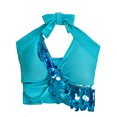 thumbnail image 3 of Women's Sparkly 2Pcs Belly Dance Outfits Sequin Tassel Bra Crop Top with Fringe Hip Scarf Sets Sexy Latin Dress, 3 of 6
