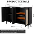 thumbnail image 1 of Modern Boho Rattan Sideboard Buffet Cabinet with Power Outlet – 4-Door Wooden Storage Console Table – Adjustable Shelves – Versatile Entryway Storage for Hallway, Dining Room, Living Room, Kitchen, 1 of 8