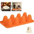thumbnail image 2 of 1Pc 8 Cavity Halloween Ghost Jello Gummy Baking Silicone Mold,Halloween Ghost Ice Cake Pop Molds Silicone Non-Stick 3d Jello Molds for Chocolate Gummy Candy Pudding Mini Cakes(Orange,8.3x4x1.8"), 2 of 9