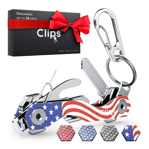Smart Compact Key Organizer Keychain - Made of Carbon Fiber & Stainless Steel- Pocket key Chain Organizer Up to 28 Keys- Lightweight Strong Includes Bottle Opener Carabiner & More