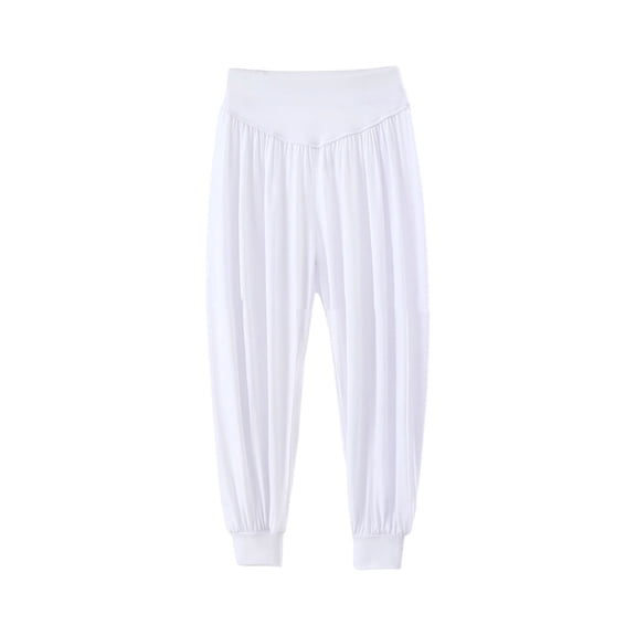 Shrysg Women's Plus Size Casual Solid Color Elastic Waist Bloomers Pants Loose Fit Leisure Home Pajamas