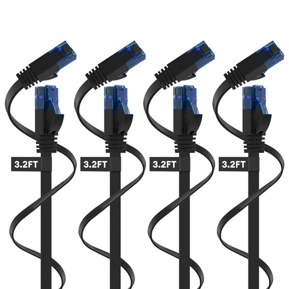 Cat6 Ethernet Cable 3ft 4-Pack, High Speed Flat Network Cable, Outdoor & Indoor RJ45 Internet Lan Cable for Router, Modem, PS4/5, Xbox, Gaming, Computer