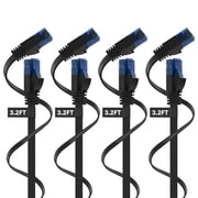 Cat6 Ethernet Cable 3ft 4-Pack, High Speed Flat Network Cable, Outdoor & Indoor RJ45 Internet Lan Cable for Router, Modem, PS4/5, Xbox, Gaming, Computer