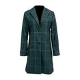 thumbnail image 2 of Women's Winter Notched Collar Plaid Wool Blend Trench Coat Plus Size Mid-Length Peacoat Color Dark Green Size S, 2 of 5